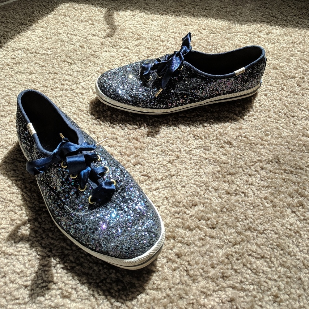 Navy Blue Kate Spade Glitter Keds ♠️